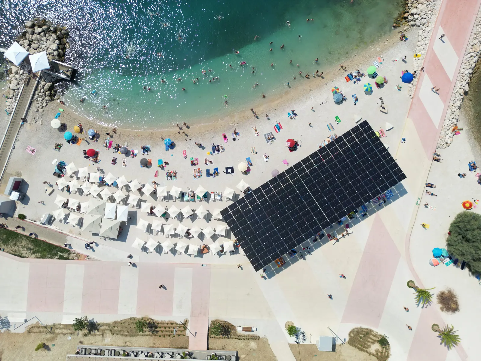 The new Žnjan Beach and turquoise Adriatic Sea